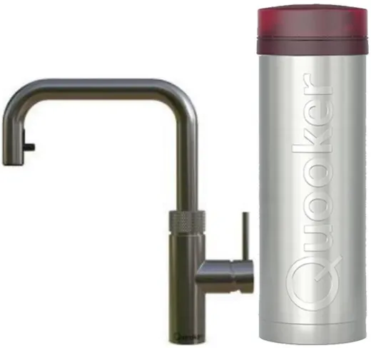 QUOOKER FLEX SQUARE VAQ PRO3 Einhebelmischer Zugauslauf Gunmetal PVD & 100C Armatur Kochendwasserhahn (PRO3FXSGME)