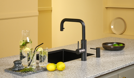 QUOOKER FLEX SQUARE VAQ PRO3 Einhebelmischer Zugauslauf Gunmetal PVD & 100C Armatur Kochendwasserhahn (PRO3FXSGME)