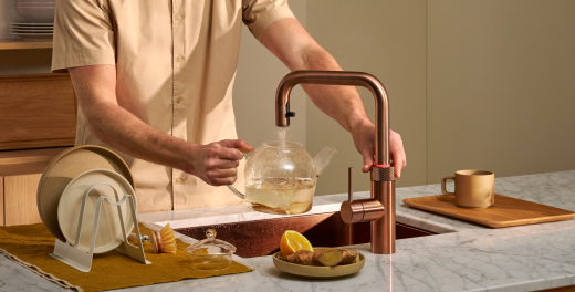 QUOOKER FLEX SQUARE VAQ PRO3 Einhebelmischer Zugauslauf Gunmetal PVD & 100C Armatur Kochendwasserhahn (PRO3FXSGME)