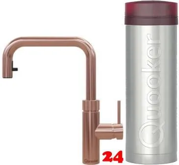 QUOOKER FLEX SQUARE VAQ PRO3 Einhebelmischer Zugauslauf Kupfer Rose' PVD & 100C Armatur Kochendwasserhahn (PRO3FXSRCO)