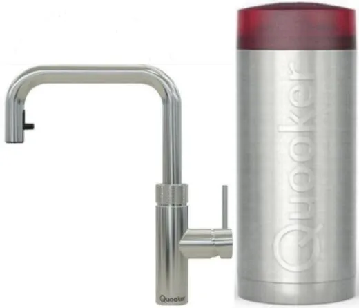 QUOOKER FLEX SQUARE COMBI B Einhebelmischer Zugauslauf Chrom & 100C Armatur Kochendwasserhahn (COMBIFXSCHR)