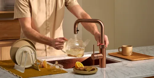 QUOOKER FLEX SQUARE COMBI B Einhebelmischer Zugauslauf Chrom & 100C Armatur Kochendwasserhahn (COMBIFXSCHR)