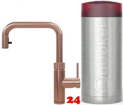 QUOOKER FLEX SQUARE COMBI B Einhebelmischer Zugauslauf Kupfer Rose' PVD & 100C Armatur Kochendwasserhahn (COMBIFXSRCO)