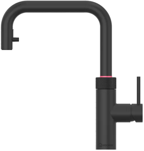 QUOOKER FLEX SQUARE COMBI B Einhebelmischer Zugauslauf Schwarz matt PVD & 100�C Armatur Kochendwasserhahn (COMBIFXSBLK)