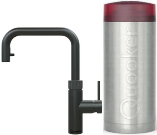 QUOOKER FLEX SQUARE COMBI B Einhebelmischer Zugauslauf Schwarz matt PVD & 100C Armatur Kochendwasserhahn (COMBIFXSBLK)