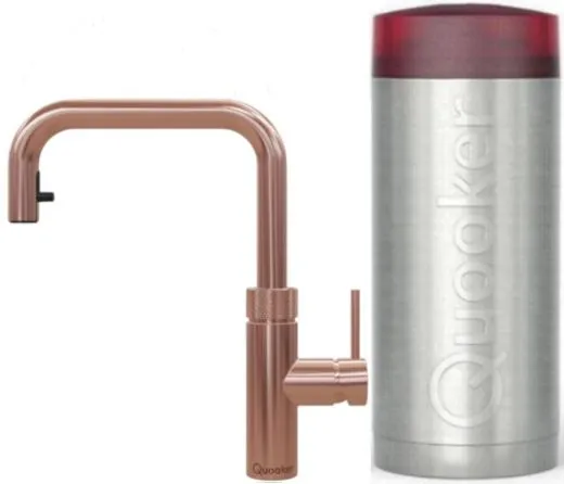 QUOOKER FLEX SQUARE COMBI (+) B Einhebelmischer Zugauslauf Kupfer Rose' PVD & 100C Armatur Kochendwasserhahn (COMBI+FXSRCO)