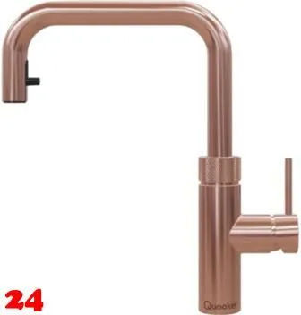 QUOOKER FLEX SQUARE Zugauslauf Kupfer Rose' PVD Kchenarmatur mit 5 in 1 Funktion und elektronischer Steuerung (FXSRCO) {NUR Armatur}