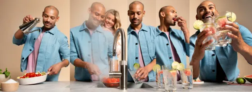 QUOOKER FRONT Festauslauf Kupfer Rose' PVD Kchenarmatur mit 5 in 1 Funktion und elektronischer Steuerung (FTRCO) {NUR Armatur}