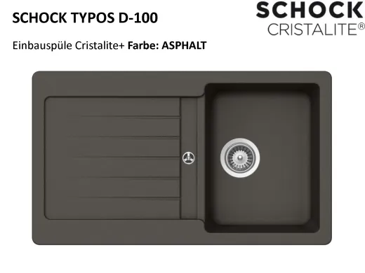 Schock Kchensple Typos D-100 Cristalite Granitsple / Einbausple Basic Line mit Drehexcenter