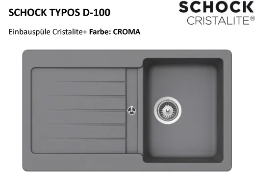 Schock Kchensple Typos D-100 Cristalite Granitsple / Einbausple Basic Line mit Drehexcenter