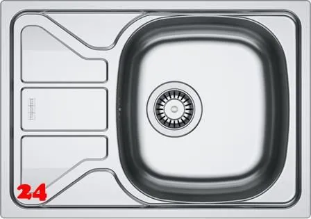 FRANKE Kchensple Flash FLN 611-62 (44) Einbausple / Edelstahlsple mit Einbaurand und Siebkorb als Stopfen- oder Drehknopfventil