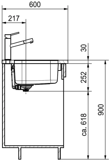 FRANKE Kchensple Smart SRX 110-45 Unterbausple (Montage unter die Arbeitsplatte) mit Siebkorb als Stopfenventil