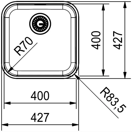 FRANKE Kchensple Smart SRX 110-40 Unterbausple (Montage unter die Arbeitsplatte) mit Siebkorb als Stopfenventil