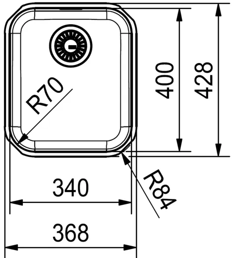 FRANKE Kchensple Smart SRX 110-34 Unterbausple (Montage unter die Arbeitsplatte) mit Siebkorb als Drehknopfventilventil