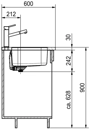 FRANKE Kchensple Smart SRX 110-34 Unterbausple (Montage unter die Arbeitsplatte) mit Siebkorb als Drehknopfventilventil
