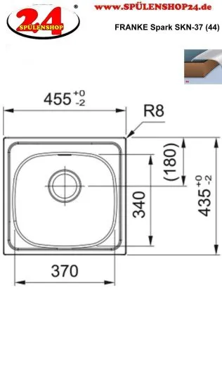 FRANKE Kchensple Spark SKN 610-37 (44) Einbausple / Edelstahlsple mit Einbaurand und Siebkorb als Stopfenventil