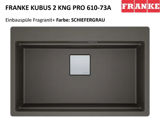 FRANKE Kchensple Kubus 2 Pro KNG PRO 610-73 A HLB Fragranit+ Granitsple / Einbausple mit Siebkorb als Druckknopfventil inklusive Zubehr