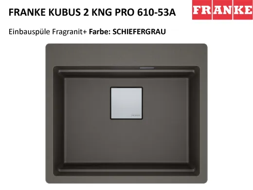 FRANKE Kchensple Kubus 2 Pro KNG PRO 610-53 A HLB Fragranit+ Granitsple / Einbausple mit Siebkorb als Druckknopfventil inklusive Zubehr