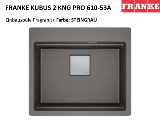 FRANKE Kchensple Kubus 2 Pro KNG PRO 610-53 A HLB Fragranit+ Granitsple / Einbausple mit Siebkorb als Druckknopfventil inklusive Zubehr