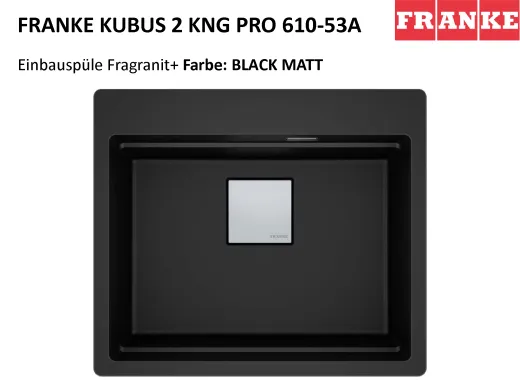 FRANKE Kchensple Kubus 2 Pro KNG PRO 610-53 A HLB Fragranit+ Granitsple / Einbausple mit Siebkorb als Druckknopfventil inklusive Zubehr