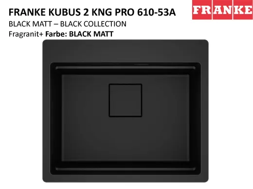 FRANKE Kchensple Kubus 2 Pro KNG PRO 610-53 A HLB Fragranit+ Granitsple Black Matt - Black Collection Einbausple mit Siebkorb als Drehknopfventil inklusive Zubehr