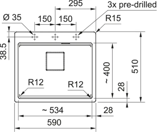 FRANKE Kchensple Kubus 2 Pro KNG PRO 610-53 A HLB Fragranit+ Granitsple Black Matt - Black Collection Einbausple mit Siebkorb als Drehknopfventil inklusive Zubehr