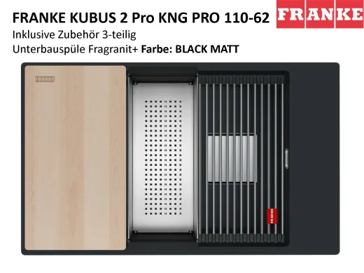 FRANKE Kchensple Kubus 2 Pro KNG PRO 110-62 Fragranit+ Granitsple / Unterbausple (Montage unter die Arbeitsplatte) mit Siebkorb als Druckknopfventil inklusive Zubehr