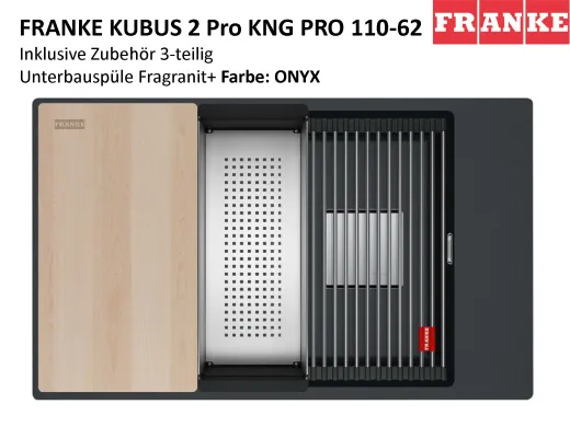 FRANKE Kchensple Kubus 2 Pro KNG PRO 110-62 Fragranit+ Granitsple / Unterbausple (Montage unter die Arbeitsplatte) mit Siebkorb als Druckknopfventil inklusive Zubehr
