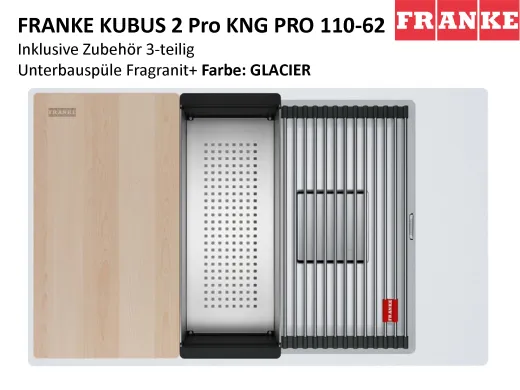 FRANKE Kchensple Kubus 2 Pro KNG PRO 110-62 Fragranit+ Granitsple / Unterbausple (Montage unter die Arbeitsplatte) mit Siebkorb als Druckknopfventil inklusive Zubehr