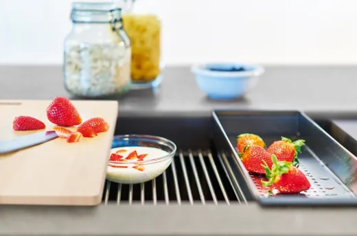 FRANKE Kchensple Kubus 2 Pro KNG PRO 110-62 Fragranit+ Granitsple Black Matt - Black Collection Unterbausple (Montage unter die Arbeitsplatte) mit Siebkorb als Drehknopfventil inklusive Zubehr