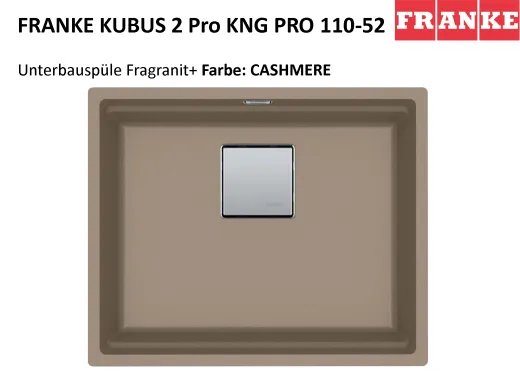 FRANKE Kchensple Kubus 2 Pro KNG PRO 110-52 Fragranit+ Granitsple / Unterbausple (Montage unter die Arbeitsplatte) mit Siebkorb als Druckknopfventil inklusive Zubehr