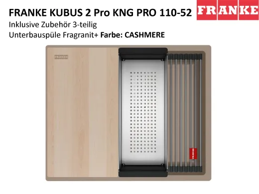 FRANKE Kchensple Kubus 2 Pro KNG PRO 110-52 Fragranit+ Granitsple / Unterbausple (Montage unter die Arbeitsplatte) mit Siebkorb als Druckknopfventil inklusive Zubehr