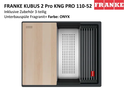 FRANKE Kchensple Kubus 2 Pro KNG PRO 110-52 Fragranit+ Granitsple / Unterbausple (Montage unter die Arbeitsplatte) mit Siebkorb als Druckknopfventil inklusive Zubehr
