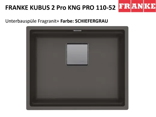 FRANKE Kchensple Kubus 2 Pro KNG PRO 110-52 Fragranit+ Granitsple / Unterbausple (Montage unter die Arbeitsplatte) mit Siebkorb als Druckknopfventil inklusive Zubehr