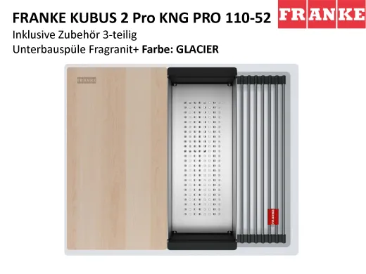 FRANKE Kchensple Kubus 2 Pro KNG PRO 110-52 Fragranit+ Granitsple / Unterbausple (Montage unter die Arbeitsplatte) mit Siebkorb als Druckknopfventil inklusive Zubehr