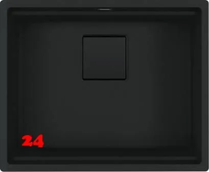 FRANKE Kchensple Kubus 2 Pro KNG PRO 110-52 Fragranit+ Granitsple Black Matt - Black Collection Unterbausple (Montage unter die Arbeitsplatte) mit Siebkorb als Drehknopfventil inklusive Zubehr