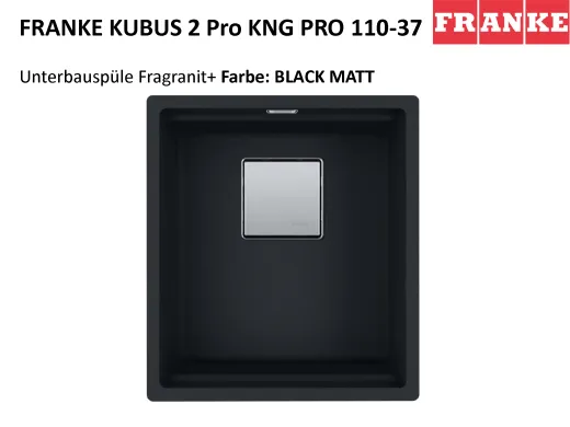 FRANKE Kchensple Kubus 2 Pro KNG PRO 110-37 Fragranit+ Granitsple / Unterbausple (Montage unter die Arbeitsplatte) mit Siebkorb als Druckknopfventil inklusive Zubehr