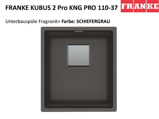 FRANKE Kchensple Kubus 2 Pro KNG PRO 110-37 Fragranit+ Granitsple / Unterbausple (Montage unter die Arbeitsplatte) mit Siebkorb als Druckknopfventil inklusive Zubehr