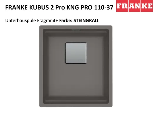 FRANKE Kchensple Kubus 2 Pro KNG PRO 110-37 Fragranit+ Granitsple / Unterbausple (Montage unter die Arbeitsplatte) mit Siebkorb als Druckknopfventil inklusive Zubehr