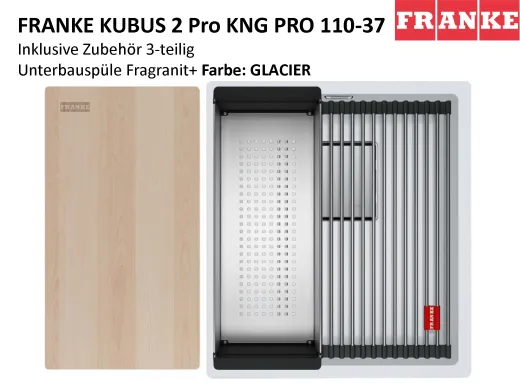 FRANKE Kchensple Kubus 2 Pro KNG PRO 110-37 Fragranit+ Granitsple / Unterbausple (Montage unter die Arbeitsplatte) mit Siebkorb als Druckknopfventil inklusive Zubehr
