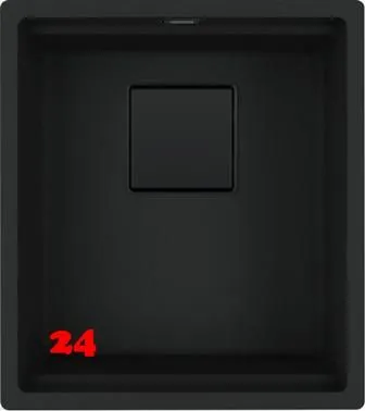 FRANKE Kchensple Kubus 2 Pro KNG PRO 110-37 Fragranit+ Granitsple Black Matt - Black Collection Unterbausple (Montage unter die Arbeitsplatte) mit Siebkorb als Drehknopfventil inklusive Zubehr