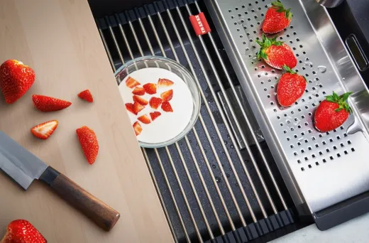 FRANKE Kchensple Kubus 2 Pro KNG PRO 110-37 Fragranit+ Granitsple Black Matt - Black Collection Unterbausple (Montage unter die Arbeitsplatte) mit Siebkorb als Drehknopfventil inklusive Zubehr