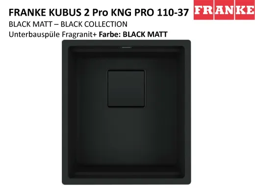 FRANKE Kchensple Kubus 2 Pro KNG PRO 110-37 Fragranit+ Granitsple Black Matt - Black Collection Unterbausple (Montage unter die Arbeitsplatte) mit Siebkorb als Drehknopfventil inklusive Zubehr