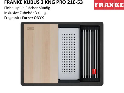 FRANKE Kchensple Kubus 2 Pro KNG PRO 210-53 Fragranit+ Granitsple Flchenbndig mit Siebkorb als Druckknopfventil inklusive Zubehr