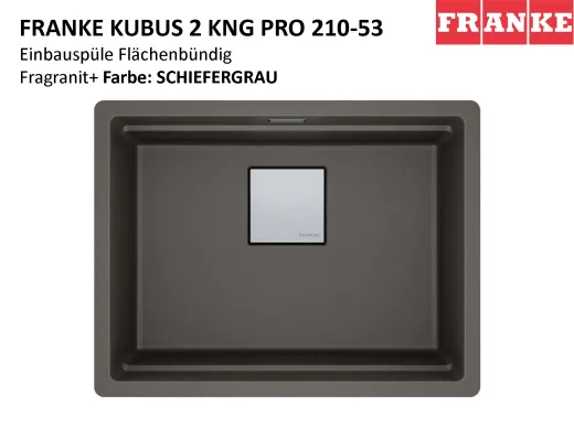 FRANKE Kchensple Kubus 2 Pro KNG PRO 210-53 Fragranit+ Granitsple Flchenbndig mit Siebkorb als Druckknopfventil inklusive Zubehr