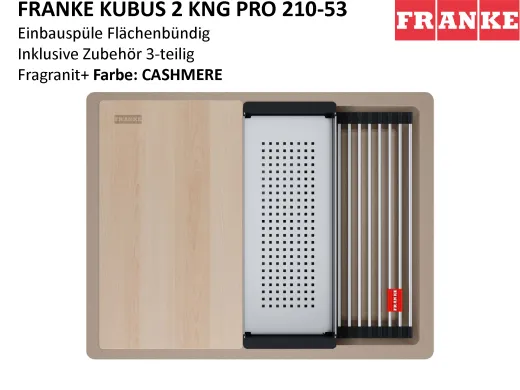 FRANKE Kchensple Kubus 2 Pro KNG PRO 210-53 Fragranit+ Granitsple Flchenbndig mit Siebkorb als Druckknopfventil inklusive Zubehr
