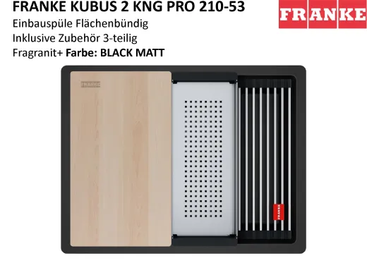 FRANKE Kchensple Kubus 2 Pro KNG PRO 210-53 Fragranit+ Granitsple Flchenbndig mit Siebkorb als Druckknopfventil inklusive Zubehr