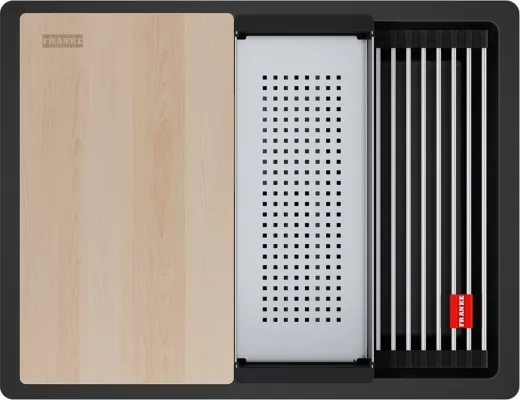 FRANKE Kchensple Kubus 2 Pro KNG PRO 210-53 Fragranit+ Granitsple Black Matt - Black Collection Flchenbndig mit Siebkorb als Drehknopfventil inklusive Zubehr