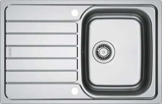 FRANKE Kchensple Spark SKL 611-78 Einbausple / Edelstahlsple Leinenoptik mit Einbaurand und Siebkorb als Drehknopfventil