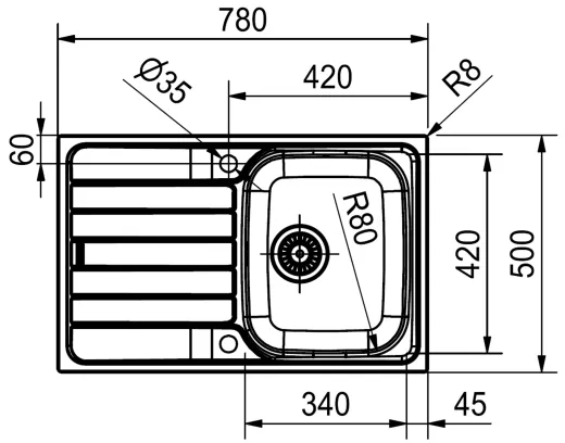 FRANKE Kchensple Spark SKL 611-78 Einbausple / Edelstahlsple Leinenoptik mit Einbaurand und Siebkorb als Drehknopfventil